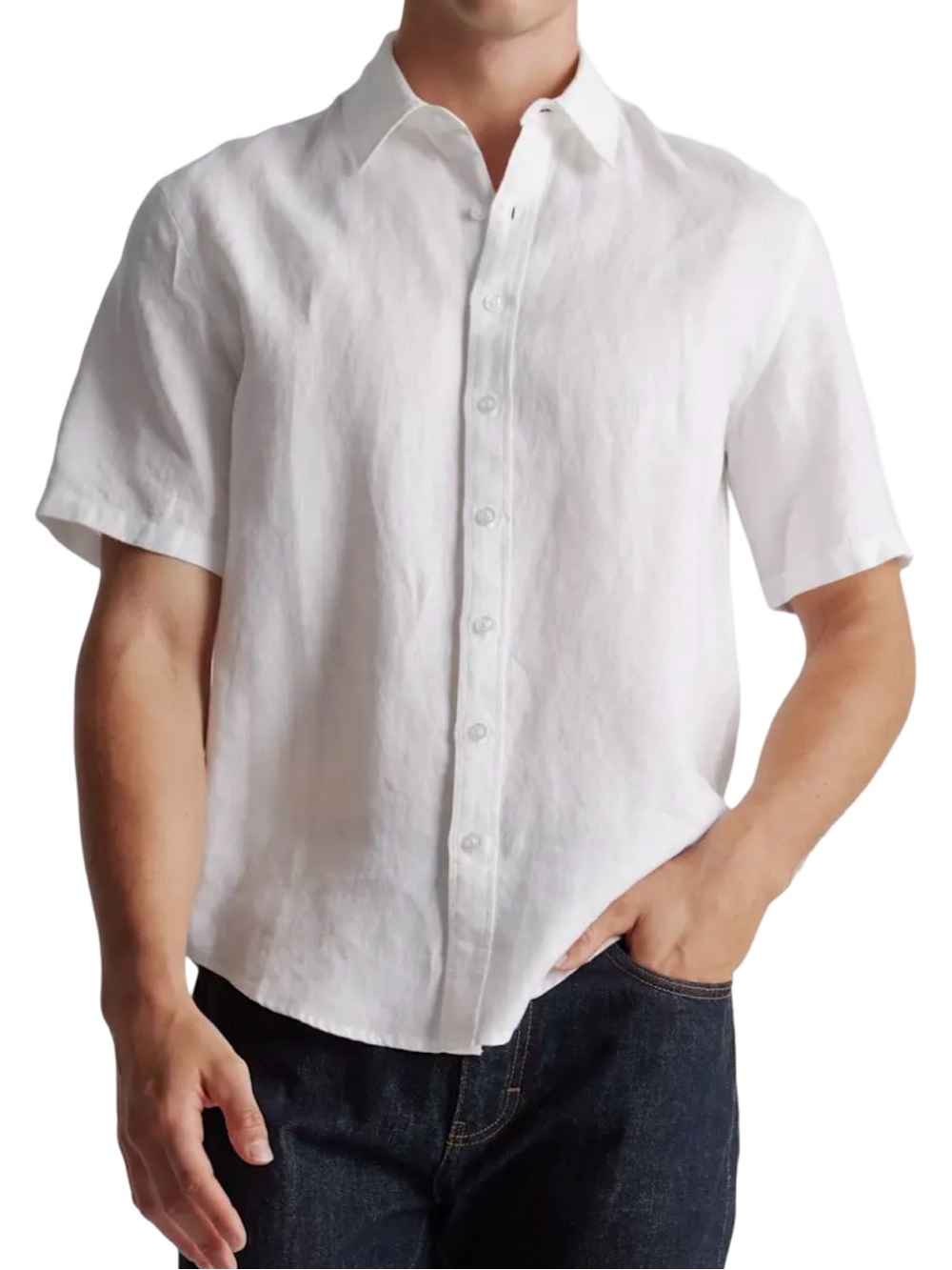 Quince 100% European Linen Relaxed Short Sleeve Shirt White Size XL